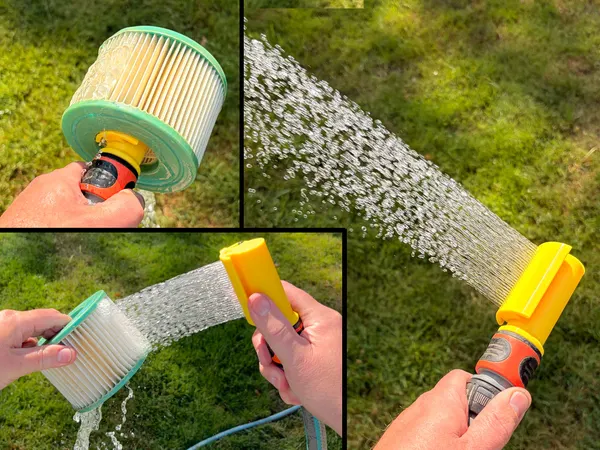 Filter cleaner for inflatable hot tubs