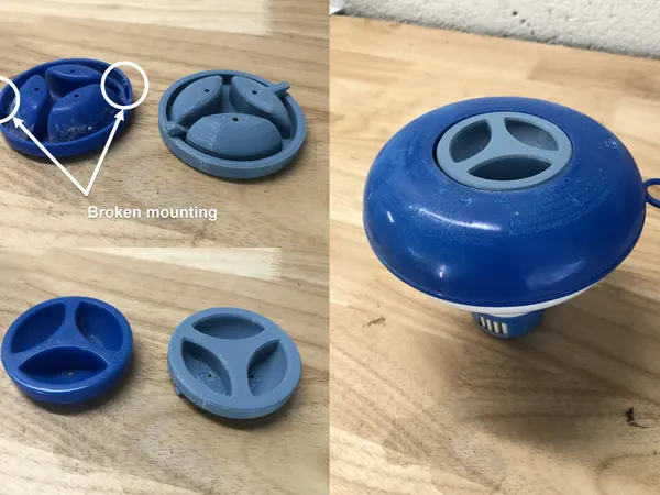 Floating measuring cap swimming pool