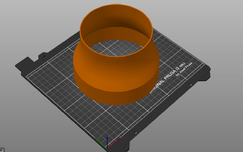 Redukce digestoře 150 na 125 mm — 3D tištěná příruba