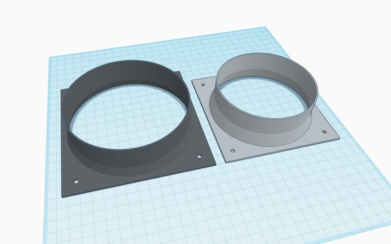 Spojka potrubí 120 a 100 mm — 3D tištěná příruba
